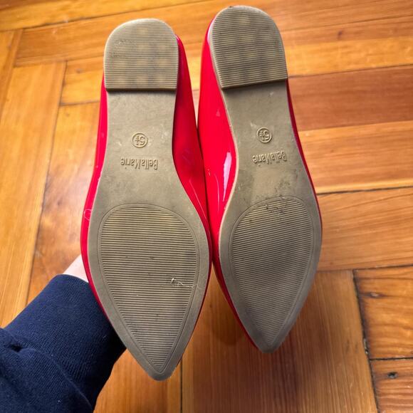 Red patent pointed toe ballet flats - size 5.5 womens from Bella Marie - Picture 4 of 6